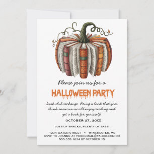 Convite Pumpkin Book Club Exchange Halloween Party I