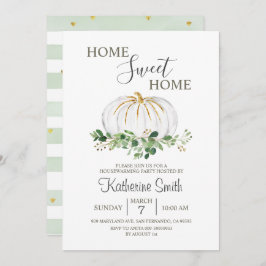 Convite Pumpkin Branco Agregando Famílias Greenery Festa F