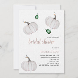 Convite Pumpkin Branco Bride Watercolor pintado à mão