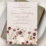 Convite Pumpkin Branco Burgundy aniversário de 40 anos<br><div class="desc">As abóboras de queda estão aninhadas em delicadas flores silvestres vermelhas e brancas,  queimadas,  para criar uma estética elegante. Todo o texto é editável para que você possa facilmente artesanato seu próprio humor especial.</div>