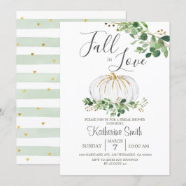 Convite Pumpkin branco cai no Chá de panela verde