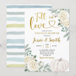 Convite Pumpkin Branco Cai No Chá Do Casal De Amor