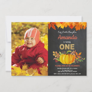 Convite Pumpkin Cai Primeiro Aniversário Dourado Quadro