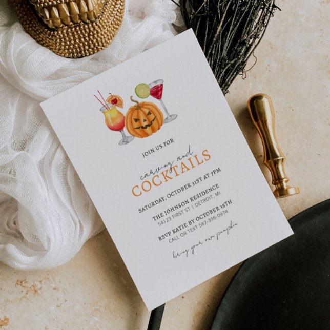 Convite Pumpkin Carving and Cocktails Halloween Invitation (Criador carregado)