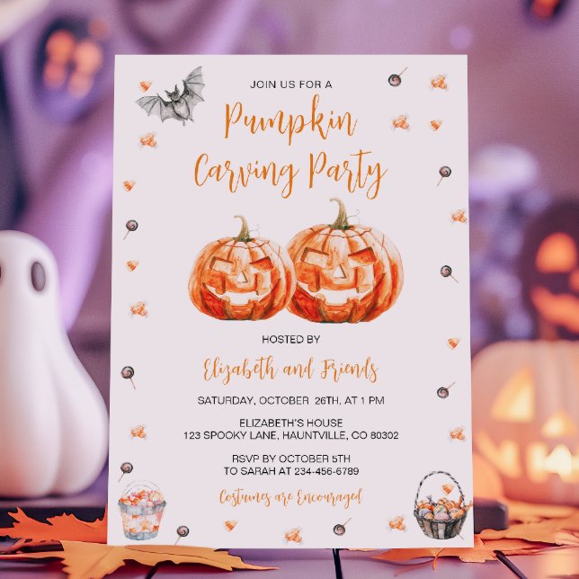 Convite Pumpkin Carving Halloween Party (Criador carregado)