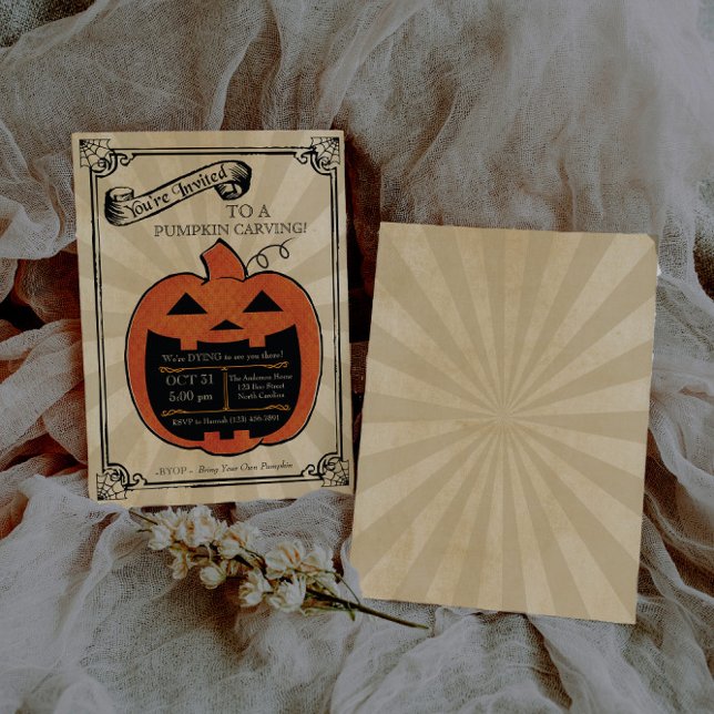 Convite Pumpkin Carving Halloween Party Bash Invite (Criador carregado)