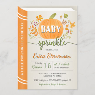 Convite Pumpkin de outono - Sprinkle de bebê neutro