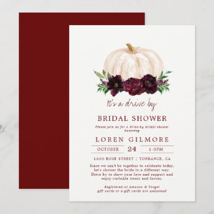 Convite Pumpkin De Queda Burgundy Por Chá de panela