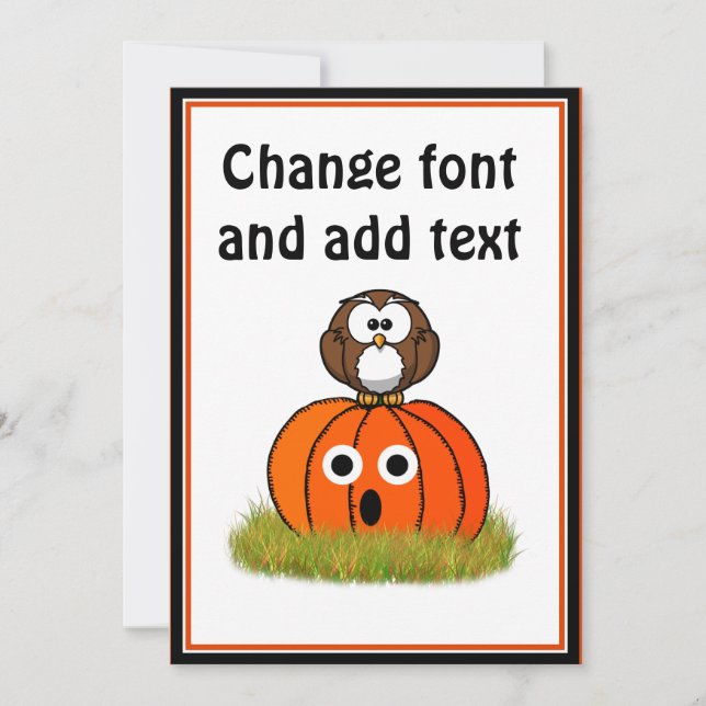 Convite Pumpkin do Halloween e Coruja Fritada (Frente)