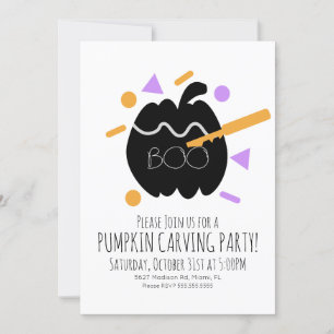 Convite Pumpkin Esculpindo Pumpkin Preto Confetti Esprinkp