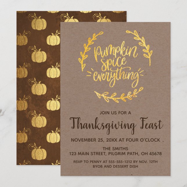 Convite Pumpkin Especializa Tudo Graças (Frente/Verso)