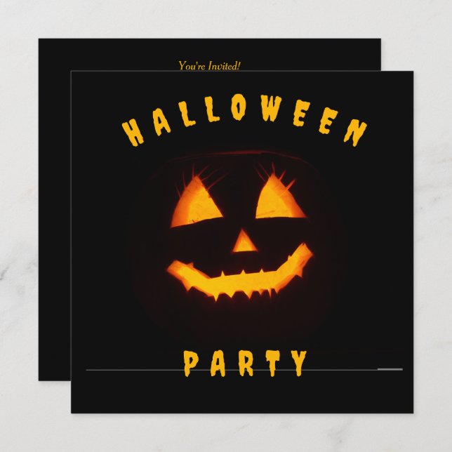 Convite Pumpkin Face Halloween Party (Frente/Verso)