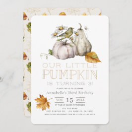 Convite Pumpkin Fall das Aves Deixa Aquarela Aniversário