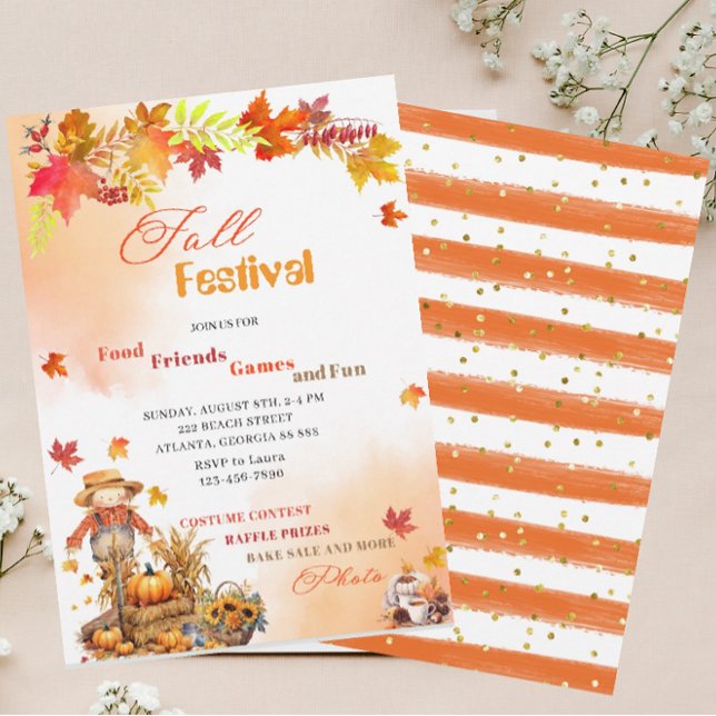 Convite Pumpkin Fall Festival Watercolor (Criador carregado)