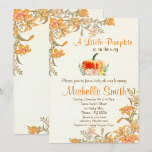 Convite Pumpkin Fall Floral Chá de fraldas