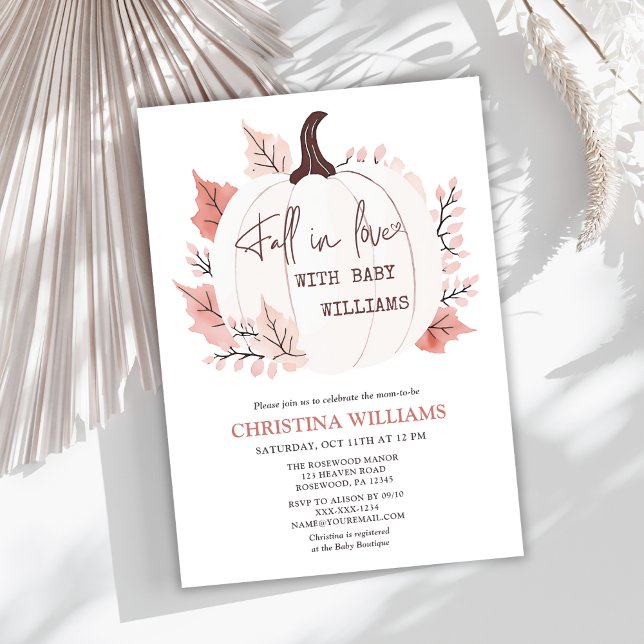 Convite Pumpkin Fall in Love Watercolor Chá de fraldas (Criador carregado)