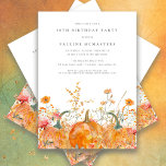 Convite Pumpkin Fall Watercolor aniversário de 30 anos<br><div class="desc">As abóboras de queda estão aninhadas em delicadas flores silvestres amarelas do ouro e laranja para criar uma estética elegante. Todo o texto é editável para que você possa facilmente artesanato seu próprio humor especial.</div>