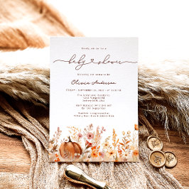 Convite Pumpkin Fall Wildflower Meadow Chá de fraldas