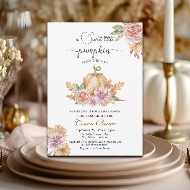 Convite Pumpkin Floral no Caminho do Chá de fraldas (Criador carregado)