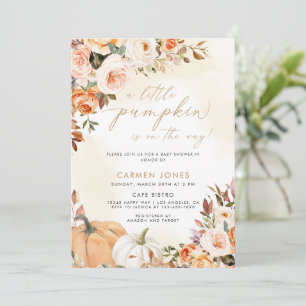 Convite Pumpkin Floral Queda Chá de fraldas Sexo Neutro