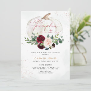 Convite Pumpkin Floral Queda Chá de fraldas Sexo Neutro