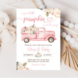 Convite Pumpkin Floral Vintage Truck Baby Girl Chá