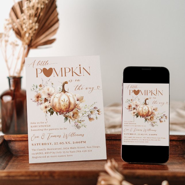 Convite Pumpkin & Flower Boho Fall Chá de fraldas (Criador carregado)