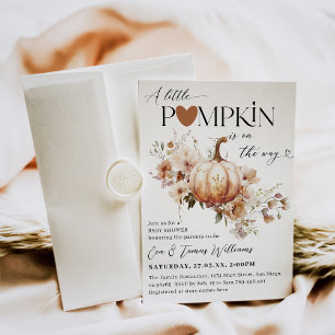 Convite Pumpkin & Flower Boho Fall Chá de fraldas
