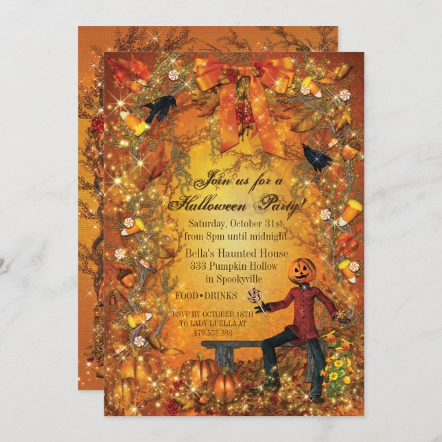 CONVITE PUMPKIN HALLOWEEN PARTITY (Frente/Verso)