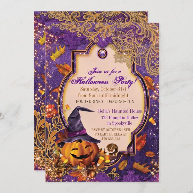 CONVITE PUMPKIN HALLOWEEN PARTITY (Frente/Verso)