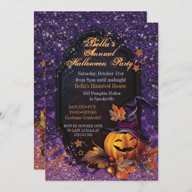 CONVITE PUMPKIN HALLOWEEN PARTITY (Frente/Verso)