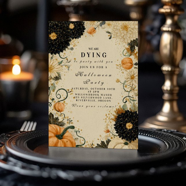 Convite Pumpkin Hauned Dahlia Halloween (Criador carregado)