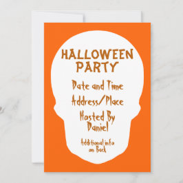 Convite Pumpkin Laranja Caveira Mínima