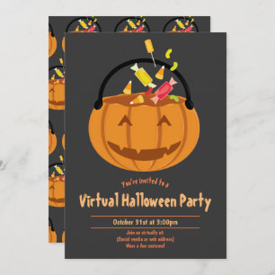 Convite Pumpkin Pail Candy Festa Virtual do Halloween