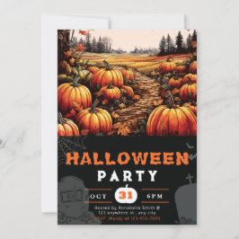 Convite Pumpkin Patch Belo Outono Negro Halloween