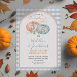 Convite Pumpkin Patch Brother & Sister Autumn Birday<br><div class="desc">Fall Brother & Sister Pumpkin Patch Aniversário Convite Elegante laranja e sábio verde Pumpkin Gingham Festa outono</div>