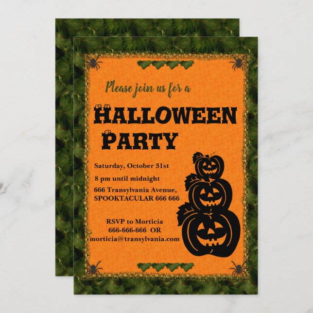 Convite Pumpkin Patch Halloween (Frente/Verso)