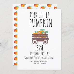 Convite Pumpkin Patch Halloween Pumpkins Vagão Virando Doi