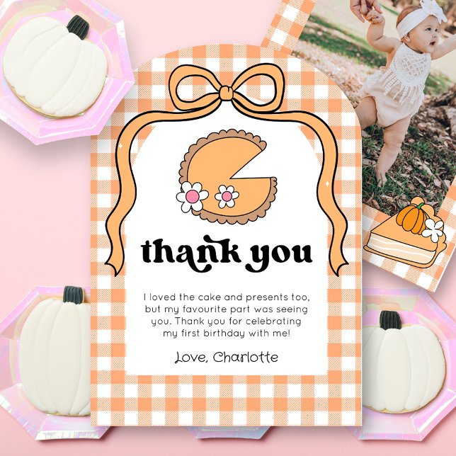 Convite Pumpkin Pie Birthday Photo Thank You Card (Criador carregado)