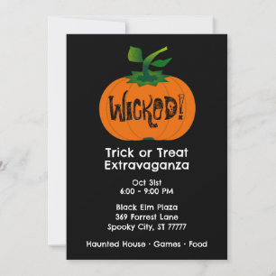 Convite Pumpkin Preto Negro de Halloween Feliz