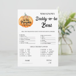 Convite Pumpkin que conhece o jogo do Chá de fraldas do Pa