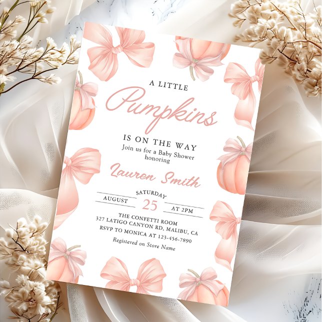 Convite Pumpkin rosa-Arco no caminho do Chá de fraldas (Criador carregado)