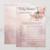 Pumpkin Rosa Boho Pampas Chá de fraldas Palavras S