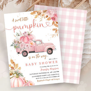Convite Pumpkin Rosa, Chá de fraldas de carrinho Pequeno P