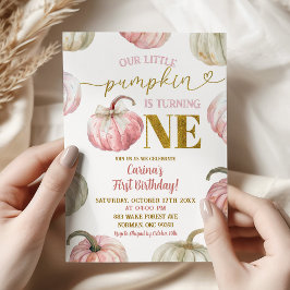 Convite Pumpkin Rosa Pastel está virando um aniversário