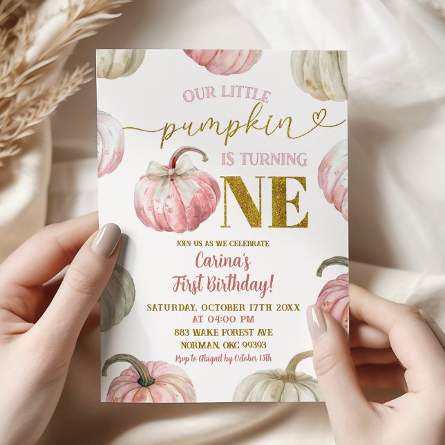 Convite Pumpkin Rosa Pastel está virando um aniversário (Criador carregado)