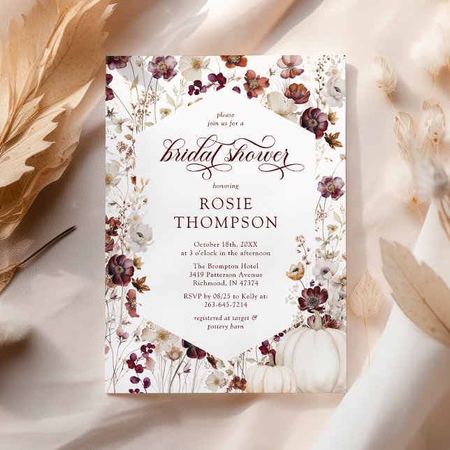 Convite Pumpkin Russo Queda Chá de panela de Flor Selvagem (Criador carregado)