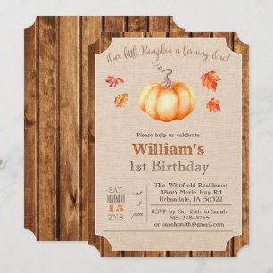Convite Pumpkin Rustic Deixa primeiro aniversario De Madei
