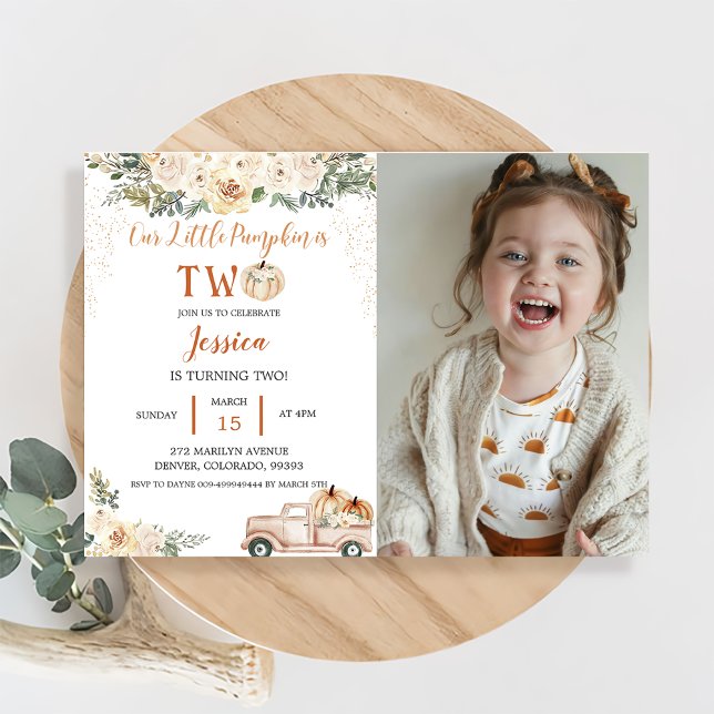 Convite Pumpkin Segundo Aniversário Nosso Pequeno Pumpkin  (Criador carregado)