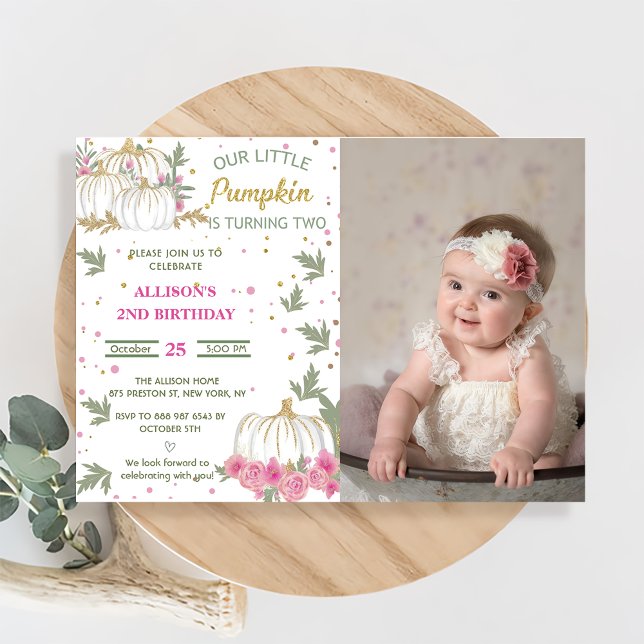 Convite Pumpkin Segundo Aniversário Nosso Pequeno Pumpkin (Criador carregado)